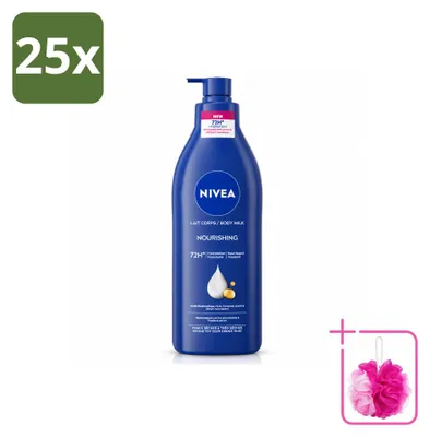 Produktbild von 25 x NIVEA Nourishing Body Milk - Für trockene bis sehr trockene Haut - 400 ml - Sparpackung - 25 Stücke