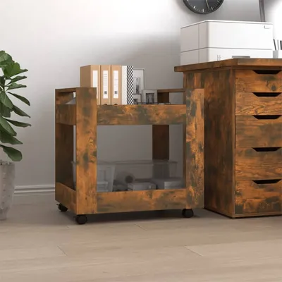 Produktbild von The Living Store Bürowagen Räuchereiche 60x45x60 cm Holzwerkstoff