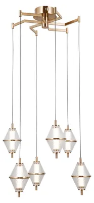 Zdjęcie produktu dla Żyrandol LED FUENTE złoty 30W Ciepła biel 1795lm metal wym:120x58x58cm IP20 Italux