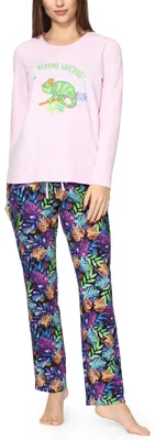 Image de Pyjama pour femme Merry Style MS10-169 (rose chiné multicolore/feuilles, XL)