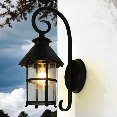 Obrázek produktu pro Venkovní nástěnné světlo dům dvůr IP23 černá E27 sklo kov rustikální venkovní lampa stěna