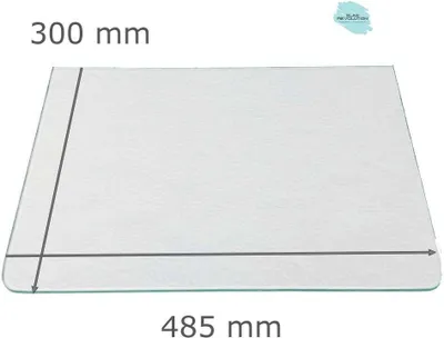 Produktbild von Kühlschrank Einlegeboden - Strukturglas Kathedral 4 mm - 2 abgerundete Ecken - 485 mm x 300 mm - (89,96 EUR / qm - Mindestbfl. 0,25 qm - Kantenb 5,35 EUR / lfm. - Eckenb. 1,00 EUR / Stck.)