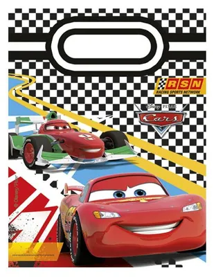 Produktbild von Cars-Geschenktüten Disney-Geburtstagstüten Lizenzartikel 6 Stück schwarz-weiss-bunt