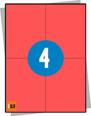 Produktbild von DULA A4 Etikettenbögen Versandetiketten, 105 x 148 mm, 4 Etiketten pro Bogen, 100 Bögen, Rot