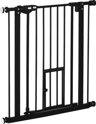 Image de Barrière pour chiens - Barrière de sécurité pour chiens - 80×76,2 cm - Profondeur 4 cm - Noir
