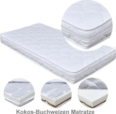 Produktbild von Baby Delux Matratze Kokos Buchweizen 60x120x9 cm für Babybett Kinderbett Babymatratze