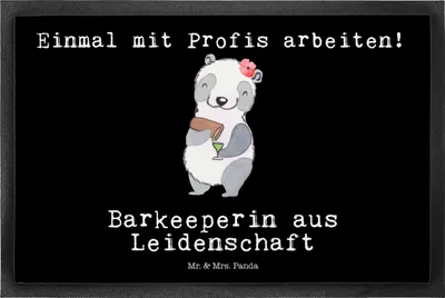 Produktbild von Mr. & Mrs. Panda fußmatte Barkeeperin Leidenschaft 50 x 75 cm - Schwarz - Geschenk, Schmutzfangmatte, Ausbildung, Kurs, Schuhabstreifer, Fußabstreifer, Bartender, Barfrau