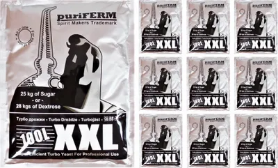 Produktbild von HUGBERT Turbohefe Puriferm XXL auf 100Liter Vodka Alkohol Gärhefe Hefe 18%, 10 Stück