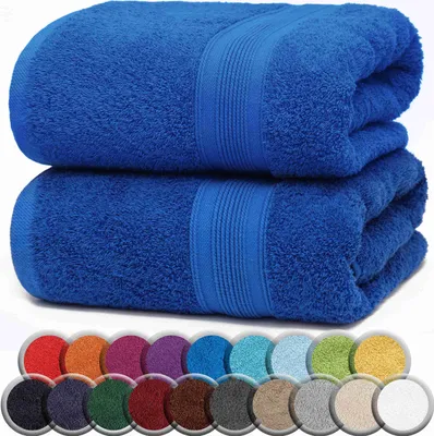 Produktbild von Frottier Badetücher 2er Pack 100x150cm, 100% Baumwolle, Royal blau