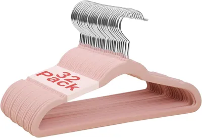 Obrázek produktu pro Dětské věšáky - Sada 32 kusů - Věšáky pro děti, potažené sametem, šířka 35 cm - Protiskluzové věšáky s otočnou háčkem o 360 stupňů - Vhodné pro kalhoty