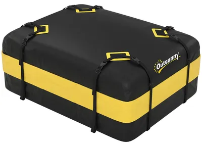 Productafbeelding van Outsunny dakkoffer voor auto, 425 liter, waterdicht, bagagebox met 8 verstevigde riemen, geel