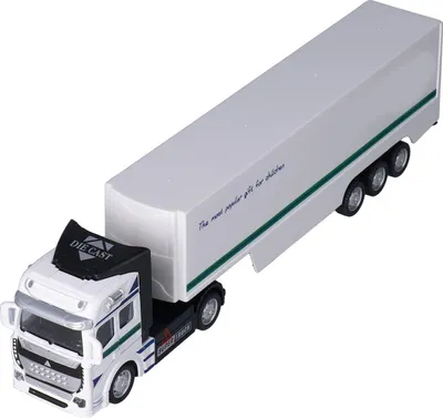 Zdjęcie produktu dla model samochodu transportowego w skali 1:48 z tylnym kontenerem ze stopu dla 3 lat (biała obudowa)