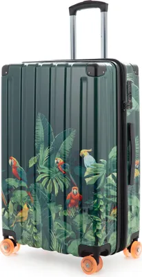 Produktbild von HAUPTSTADTKOFFER Q-Damm -  Reisekoffer Größe M, Hartschale glänzend, leise Rollen, Trolley erweiterbar für mehr Gepäck, TSA, 68 cm, Jungle Edition,Parrots