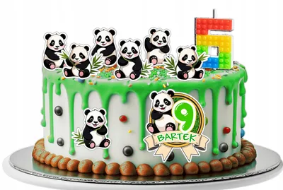 Obrázek produktu pro Opłatek Zestaw Urodzinowy Postacie Na Tort - Zwierzęta Miś Panda + Imię