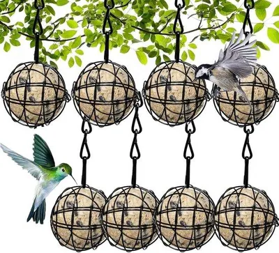 Produktbild von Metallischer Futterspender für Meisenbällchen – Hängbarer Futterspender für Vogelfutter mit Haken