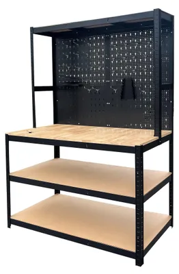 Immagine prodotto di Banco da lavoro nero con fori, dimensioni 120x60x180 cm - Modello TG-VI 2149