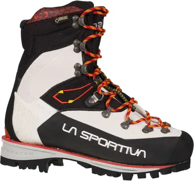 Bergschuh "Nepal Trek Evo Woman Gtx" von La Sportiva; schwarz-weiß mit roten Schnürsenkeln; für Damen.