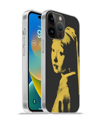 Produktbild von MuchoWow® Handyhülle Schutzhülle Hülle für Apple iPhone 14 Pro - Softcase Mädchen mit Perlenohrring - Vermeer - Schwarz - Gelb Silikon Softcase Handy Hülle - Umschlag