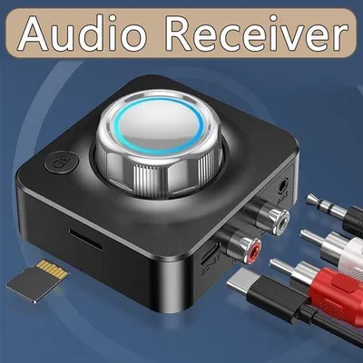 Zdjęcie produktu dla Bezprzewodowy adapter Bluetooth 5.0 do systemów stereo z przyłączem AUX 3,5 mm i kablem RCA