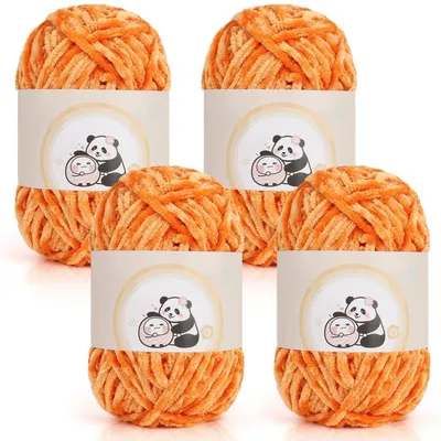 Obrázek produktu pro Chenilleová příze, 400 g, oranžová, silná příze pro pletení a háčkování, 6 mm, 80 m