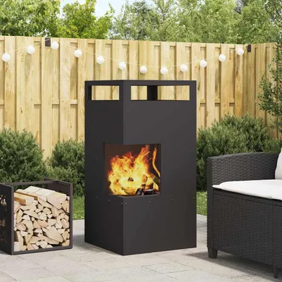 Produktbild von "2026 Promotion" Feuerstelle Schwarz 50x50x100 cm Stahl - Feuerkörbe & -schalen CC31966