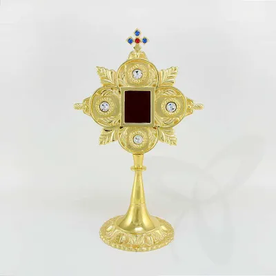Produktbild von 2684 Reliquiar Reliquie Monstranz Für Klosterarbeit, Hausaltar mit Steinen 25cm