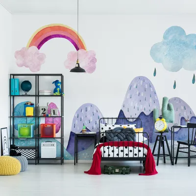 Produktbild von Muralo XXL Selbstklebende FOTOTAPETE Bemaltes BERGE Maerchen (B) 315 cm x (H) 210 cm Tapete Wandtapete KINDERZIMMER SPIELZIMMER 4848
