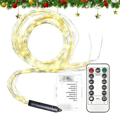 Obrázok produktu pre Vianočné svetielka – dekoratívne osvetlenie – slávnostná dekorácia – 8 režimov ovládania diaľkovým ovládačom – 100 cm – teplá biela