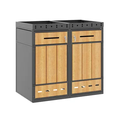 Produktbild von Mülltonnenbox mit Pflanzdach Mülltonnenverkleidung Mülltonnenschrank 120-240 Liter für Mülltonnen Müllbox Grau