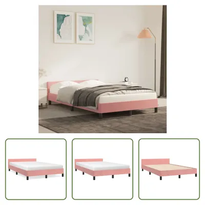Produktbild von The Living Store Bettgestell mit Kopfteil Rosa 120x200 cm Samt