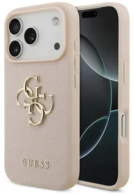 Obrázek produktu pro Pouzdro Guess Grained Big 4G & Classic Logo Na Iphone 17 Pro - Růžové