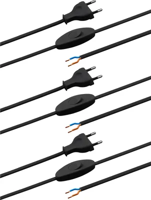 Produktbild von Meister Euro-Zuleitung mit Schalter 2 Meter schwarz 3 StückH03VVH2-F2X0,75 IP20