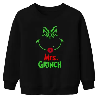 Produktbild von Mrs. GRINCH Weihnachten Lustig Weihnachtsfrau Grinch Kinder Sweatshirt Pullover, Schwarz, 152