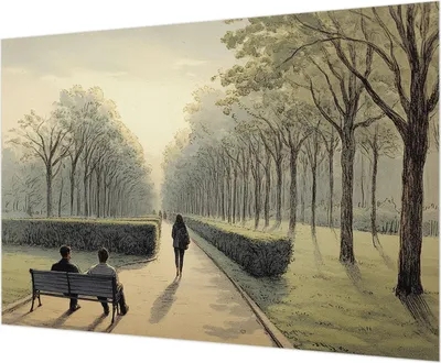 Produktbild von Wandtapete - Dekorative Tapete für Wohnzimmer - Tapetenfolie für Wanddekoration - 208x146 cm - Parkfrieden