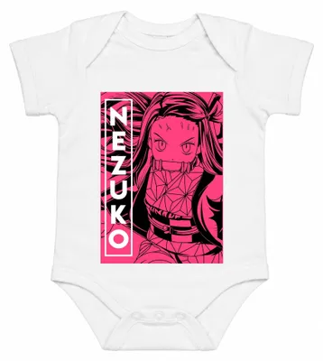 Productafbeelding van Nezuko, Demon Slayer, Kimetsu no Yaiba, bamboe, roze, cosplay, babyromper, wit, maat 12/18