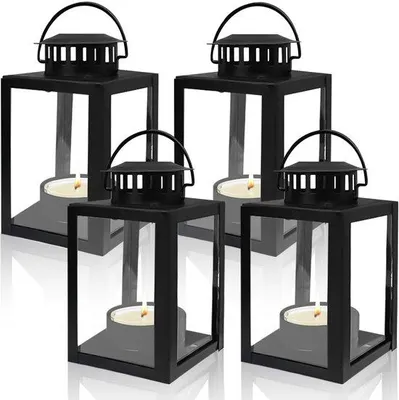 Productafbeelding van 4 stuks lantaarns voor buiten, 6 x 10,1 cm windlicht buiten, lantaarns voor kaarsen, tuinlantaarns, tuinlantaarn voor
