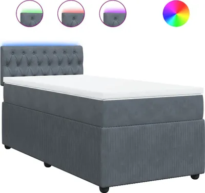 Produktbild von vidaXL Boxspringbett mit Matratze Dunkelgrau 100x200 cm Samt