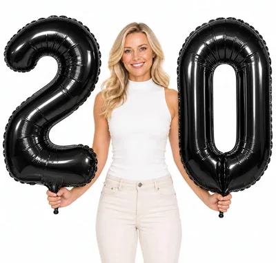 Produktbild von Folienballons Zahl 20 schwarz 100 cm Geburtstag Jubiläum