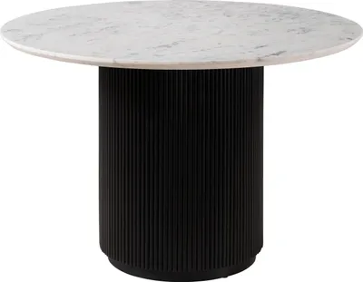 Image de MASSIVMOEBEL24 | Table à manger en bois de Manguier 120x120x76 noir laqué / marbre blanc BARCELONA #128