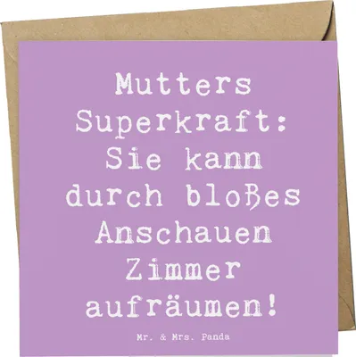 Produktbild von Mr. & Mrs. Panda Glückwunschkarte Spruch Mutters Magie - Lavendeltraum - Geschenk, doppelkarte, Mutter, Humor, Familie, faltkarte, Superkraft, Mutterliebe, Klappkarte