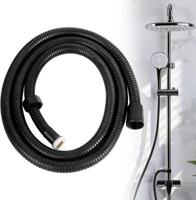 Immagine prodotto di Tubo flessibile per doccia - Nero - Protezione contro la torsione - Tubo flessibile per doccia universale - Tubo flessibile flessibile per doccetta