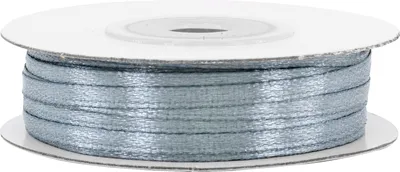 3mm breites, 50m langes, einseitig glänzendes dunkelgraues Satinband auf Rolle. Für Bastelprojekte und Geschenkverpackungen