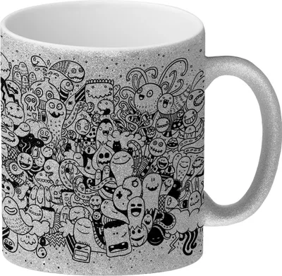 Produktbild von Glitzer-Glitzer-Kaffeebecher mit Monster Motiv