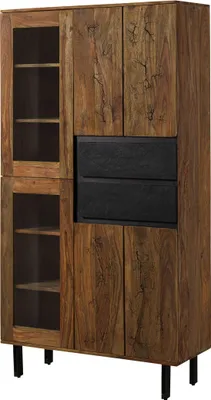 Image de MASSIVMOEBEL24 | Vitrine 100x40x190 en bois Sheesham naturel non traité LICHTENBERG #106
