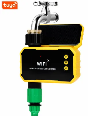 Obrázek produktu pro BOT Chytrý regulační ventil na zahradní hadici WiFi Tuya se solárním panelem a vestavěnou baterii WT3, Obrázek vytvořený pomocí AI