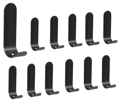 Produktbild von 12 selbstklebende Haken aus Edelstahl SUS304, wasserdicht, rostfrei, robust, Handtuchhaken, kein Bohren erforderlich, für Küche, Bad, Wandmontage, schwarz