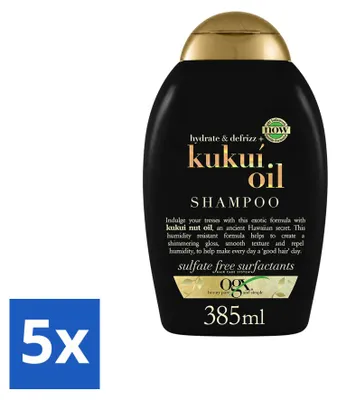 Zdjęcie produktu dla 5 sztuk szamponu OGX z olejem kukui – nawilżający – wygładzający – 385 ml – zestaw ekonomiczny