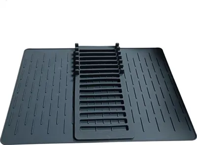 Image de INF Égouttoir à Vaisselle en Silicone Pliable : Tapis et Support 2 en 1 Le noir