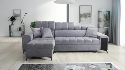 Produktbild von Ecksofa MAX I Mini mit Schlaffunktion und Zwei Bettzeugbehältern,hat einen Öffnungsbügel, 3 verstellbare Kopfstützen, USB-Anschluss