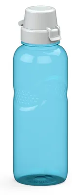 Obrázok produktu pre Fľaša Carve 700 ml – Bezpečné viečko, ktoré zabraňuje úniku, a praktické drážky pre pohodlné držanie – fľaša vhodná pre deti, do školy a na šport – priehľadná, modrá/biela